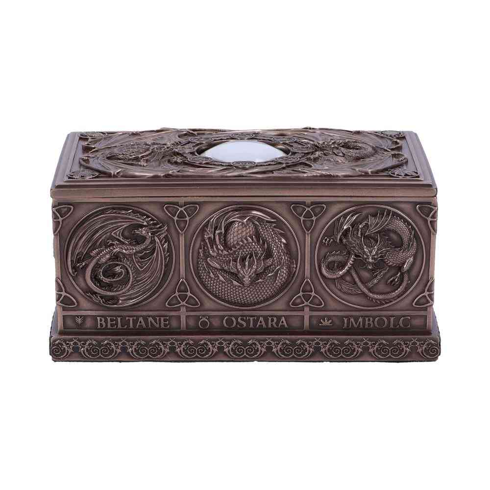 Nemesis Now - Dragons of the Sabbats Tarot 14.5cm Tarot cards box - Bronze coloured